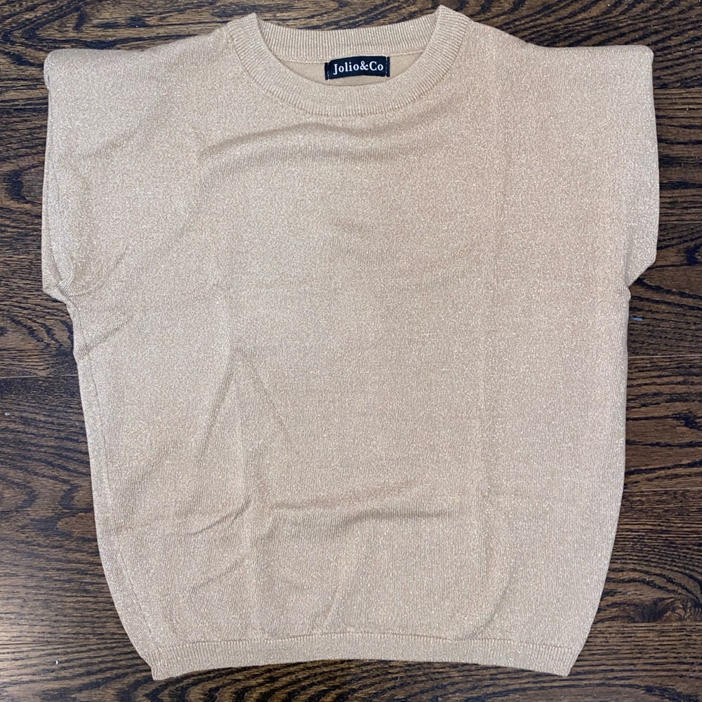 Jolio & Co Gold Shimmer Shoulder Pad Sweater